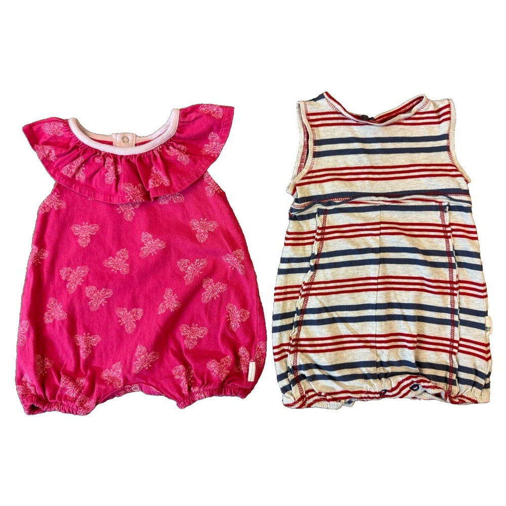 Burt's Bees Outfits 0/3 Months Girl Rompers Summer Lot Organic Cotton Clothes